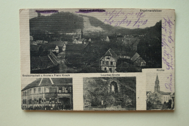 Postcard PC Stein near Annweiler 1918 Restaurant Krone Town architecture Rheinland Pfalz